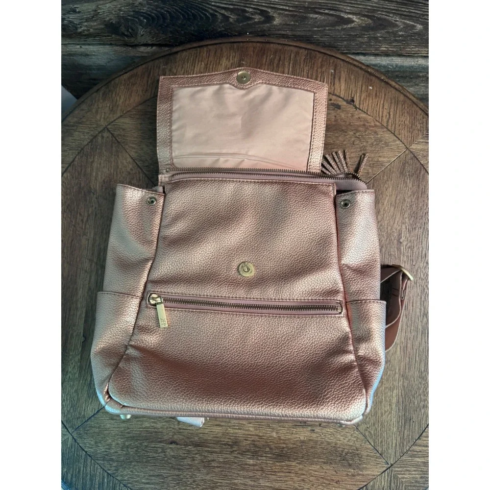 Freshly Picked Mini Classic Diaper Bag Rose Gold Metallic Vegan Leather Backpack